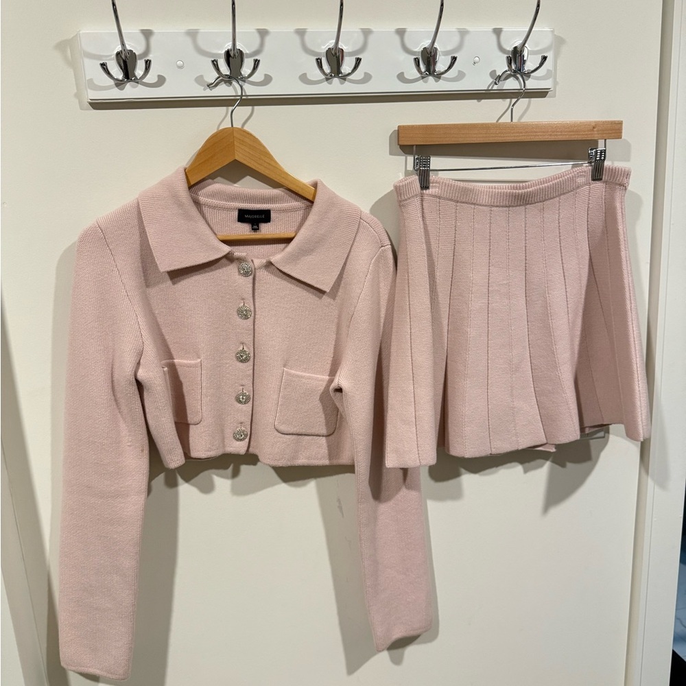 MAJORELLE Light Pink Cardigan and Skirt Ensemble - Picture 3 of 12